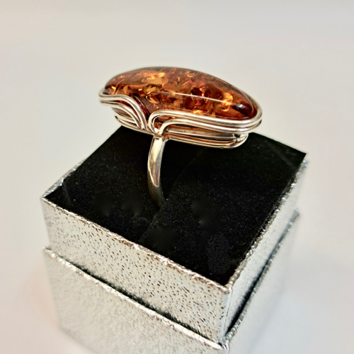 HWG-2319 Ring Rum Amber, Long Oval, Sterling Silver $80 at Hunter Wolff Gallery